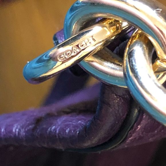 COACH Madison Phoebe Tumbled Purple Leather Purple Lining 3 Section Shoulder Bag - Picture 12 of 16